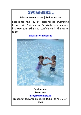 Private Swim Classes Swimmers.ae