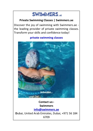 Private Swimming Classes Swimmers.ae