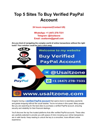 Top 5 Sites To Buy Verified PayPal Account