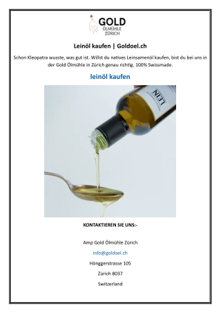 Leinöl kaufen  Goldoel.ch