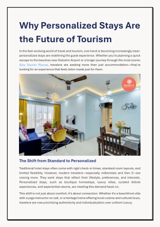 Why Personalized Stays Are the Future of Tourism