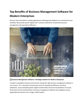 Top Benefits of Business Management Software for Modern Enterprises