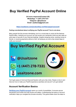 Buy Verified PayPal Account Online