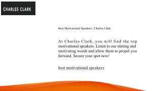 Best Motivational Speakers Charles Clark