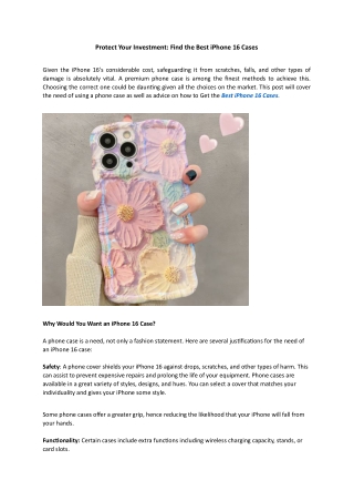 Protect Your Investment: Find the Best iPhone 16 Cases