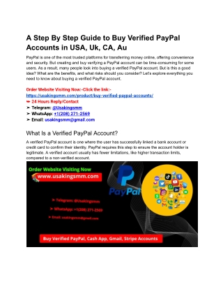 A Step By Step Guide to Buy Verified PayPal Accounts in USA, Uk, CA, Au