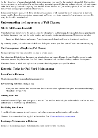 “Fall Cleanup Essentials: Preparing Your Yard for Winter Weather.”