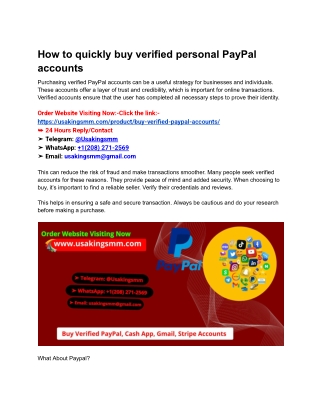 How to quickly buy verified personal PayPal accounts