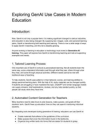 Exploring GenAI Use Cases in Modern Education