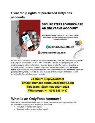 Ownership rights of purchased OnlyFans accounts