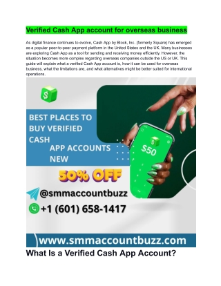Verified Cash App account for overseas business