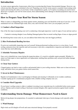 How to Prepare Your Roof for Storm Season