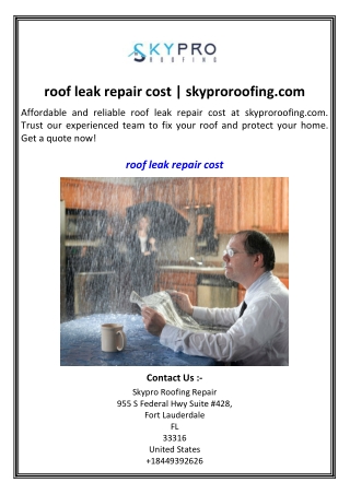 roof leak repair cost  skyproroofing.com