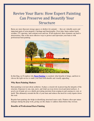 Revive Your Barn How Expert Painting Can Preserve and Beautify Your Structure