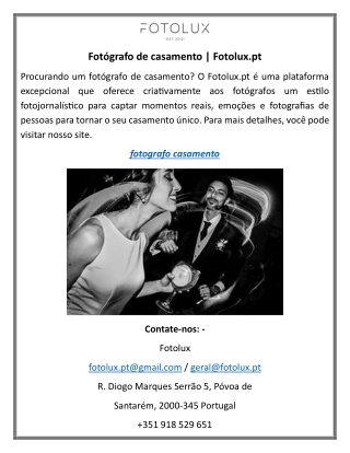 Fotógrafo de casamento Fotolux.pt