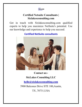 Certified Netsuite Consultants  Sixlakesconsulting.com
