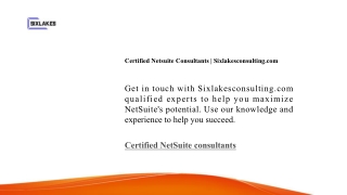 Certified Netsuite Consultants Sixlakesconsulting.com