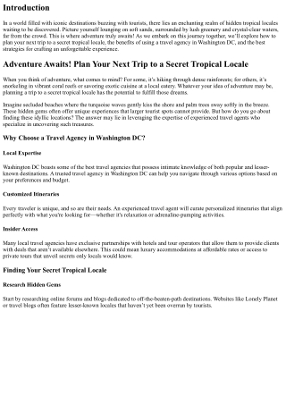 Adventure Awaits! Plan Your Next Trip to a Secret Tropical Locale