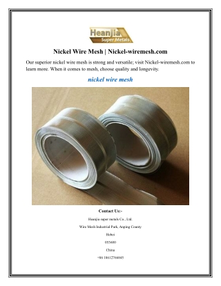 Nickel Wire Mesh Nickel-wiremesh.com