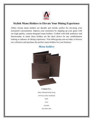 Stylish Menu Holders to Elevate Your Dining Experience