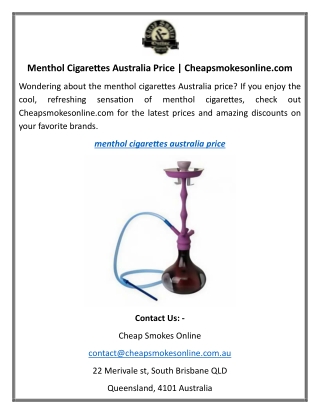 Menthol Cigarettes Australia Price Cheapsmokesonline.com