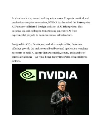 NVIDIA’s Enterprise AI Factory and Blueprints_ Paving the Way for Smart, Scalable AI Agents in Business