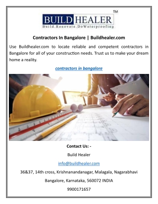 Contractors In Bangalore Buildhealer.com