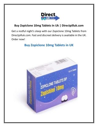 Buy Zopiclone 10mg Tablets In Uk  Directpilluk.com