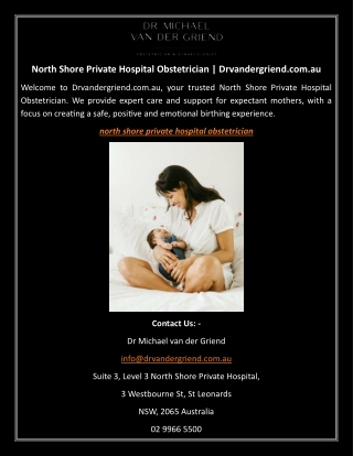 North Shore Private Hospital Obstetrician Drvandergriend.com.au