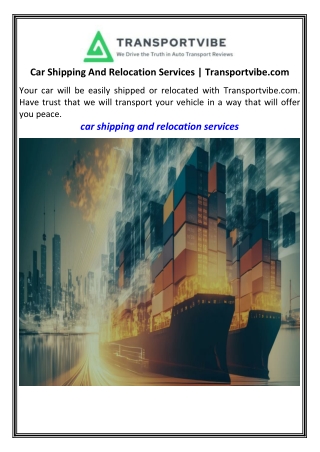 Car Shipping And Relocation Services Transportvibe