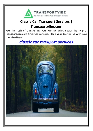 Classic Car Transport Services Transportvibe