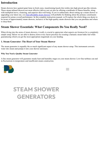 “Steam Shower Essentials: What Components Do You Really Need?”