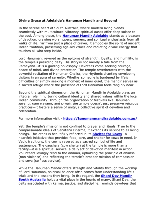 Divine Grace at Adelaide’s Hanuman Mandir and Beyond