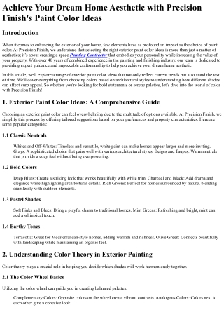 Achieve Your Dream Home Aesthetic with Precision Finish_s Paint Color Ideas