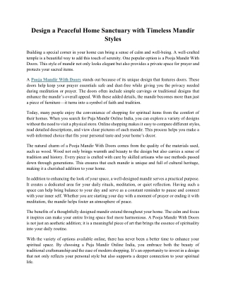 Design a Peaceful Home Sanctuary with Timeless Mandir Styles