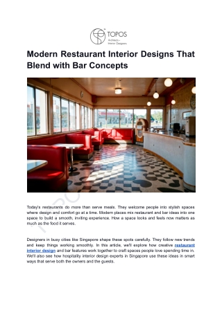 Modern Restaurant Interior Designs That Blend with Bar Concepts