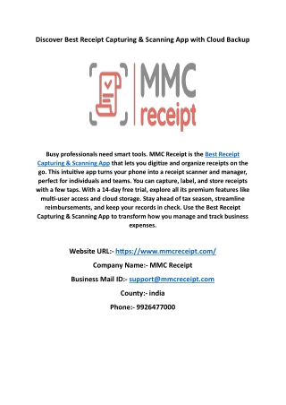 Discover Best Receipt Capturing & Scanning App with Cloud Backup