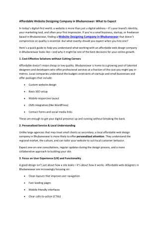 Affordable Website Designing Company in Bhubaneswar What to Expect