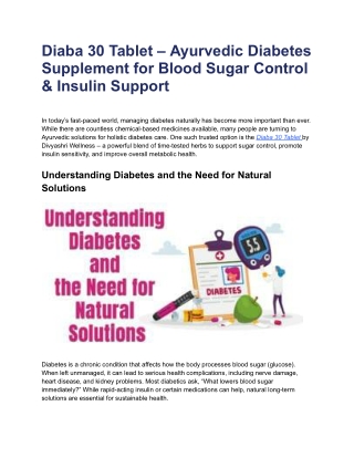 Diaba 30 Tablet – Ayurvedic Diabetes Supplement for Blood Sugar Control & Insulin Support
