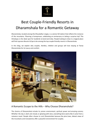 Luxury Couple & Family Resort in Dharamshala – Tiaraa