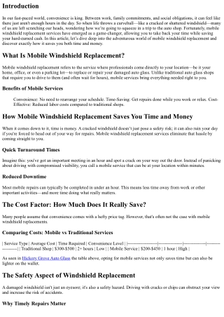 How Mobile Windshield Replacement Saves You Time and Money