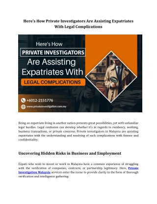 6. Here's How Private Investigators Are Assisting Expatriates With Legal Complications