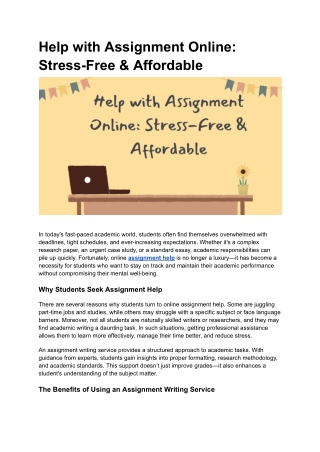 Help with Assignment Online_ Stress-Free & Affordable