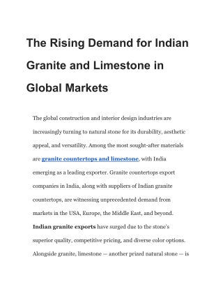 The Rising Demand for Indian Granite and Limestone in Global Markets