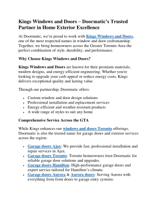 Kings Windows Quality Window Solutions - DoorMatic