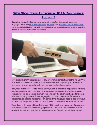 Why Should You Outsource DCAA Compliance Support?