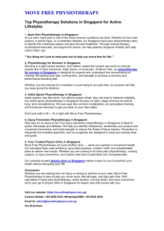 Top Physiotherapy Solutions in Singapore for Activity