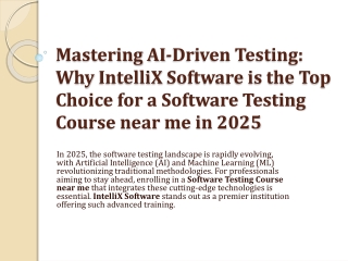 IntelliX Software – Career-Boosting Software Testing Course Near Me