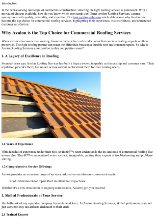 Why Avalon is the Top Choice for Commercial Roofing Services.