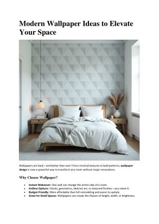 Wallpapers That Wow: Stylish Designs to Elevate Your Space